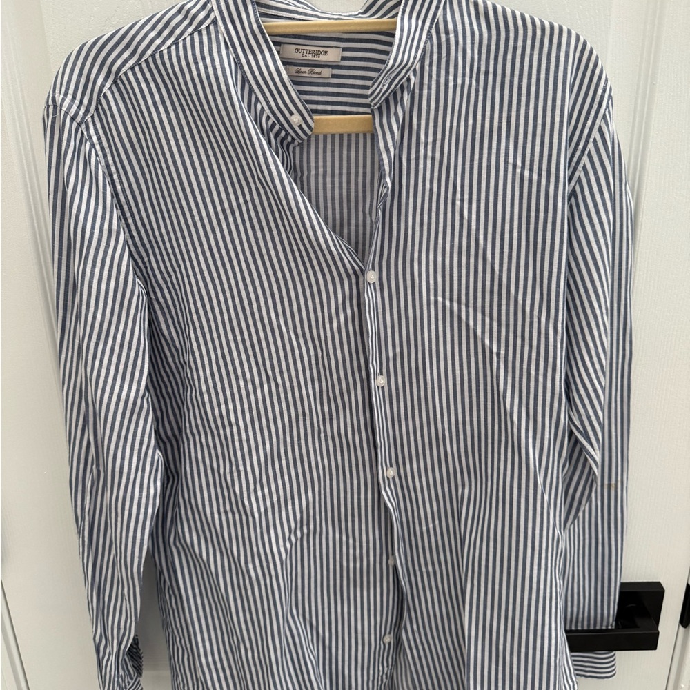 Gutteridge Blue and White Casual Button Down Shirt